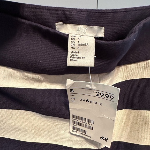 H&M - High Waist Blue and White Striped Shorts - Picture 7 of 9